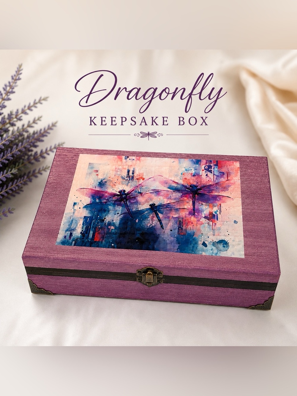 Dragonfly Keepsake Box — Purple Artistic Jewelry Organizer